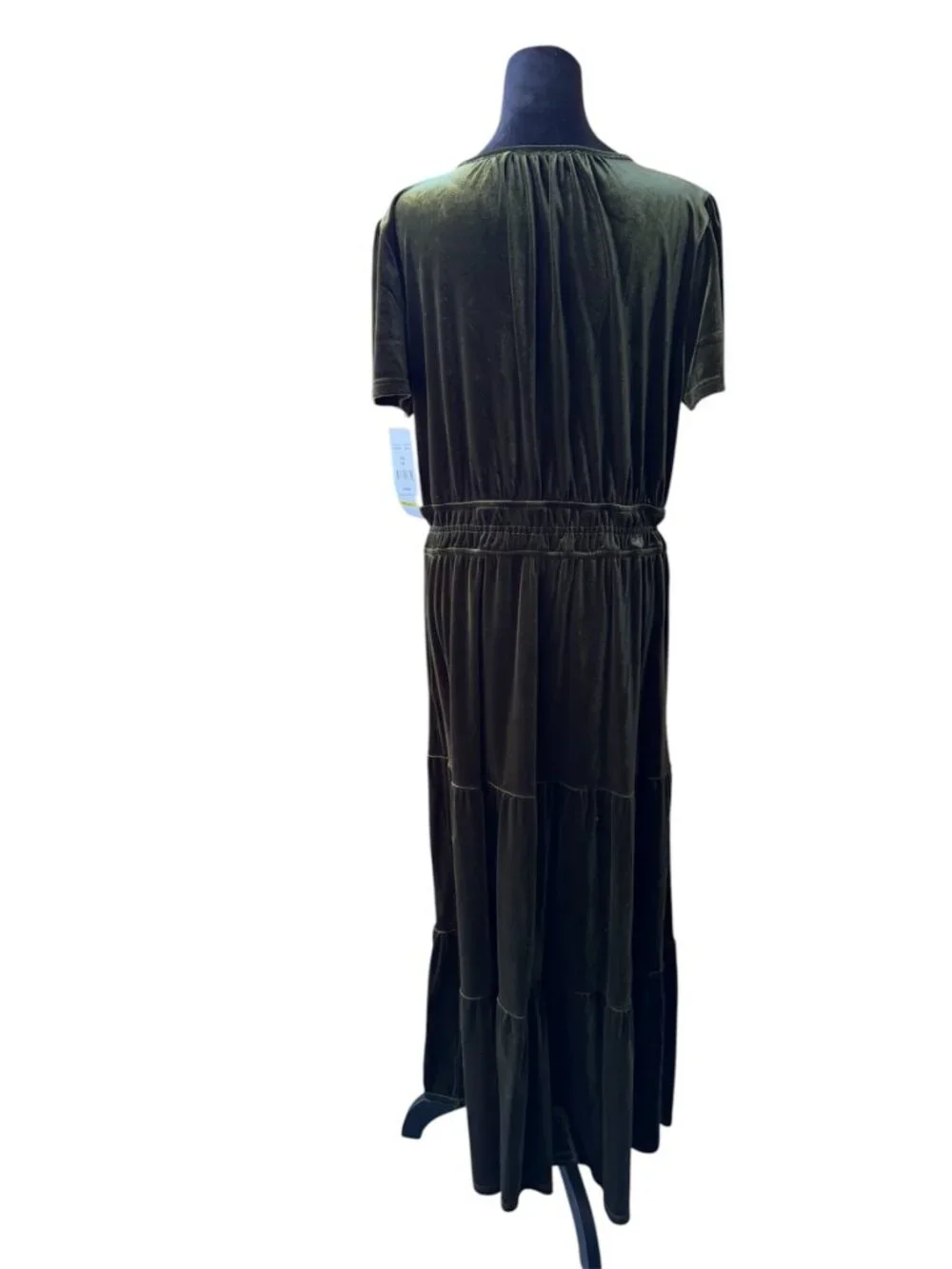 NWT Leslie Fay Olive Green Velvet Tiered Maxi Dress Plus Size 14 - Picture 4 of 7